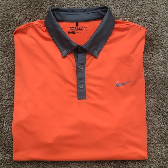 Nike Golf Tour Performance Polo Orange Gray XL - Picture 5 of 5